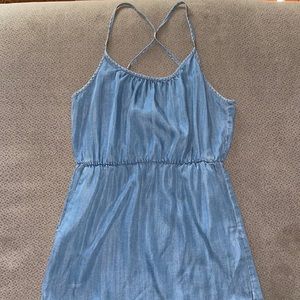 Life In Progress Cinched Faux Denim Mini Dress (M)